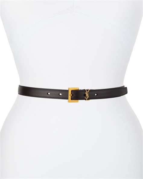 saint laurent gold ysl monogram leather belt western monka|ysl moc croc skinny belt.